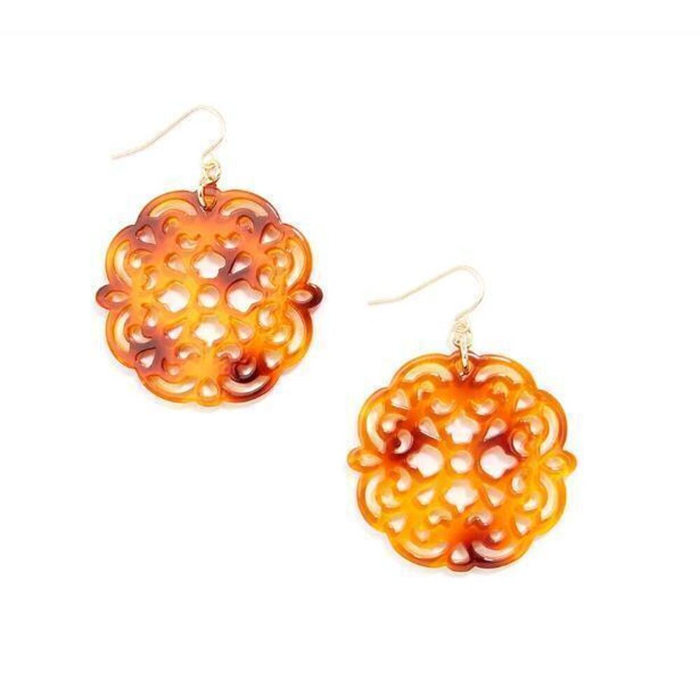 Zenzii Drop Earrings with resin drop in Allure Cut-out design - Faux Tortoise